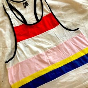 ASOS Racerback Striped Beach Festival Shirt Large